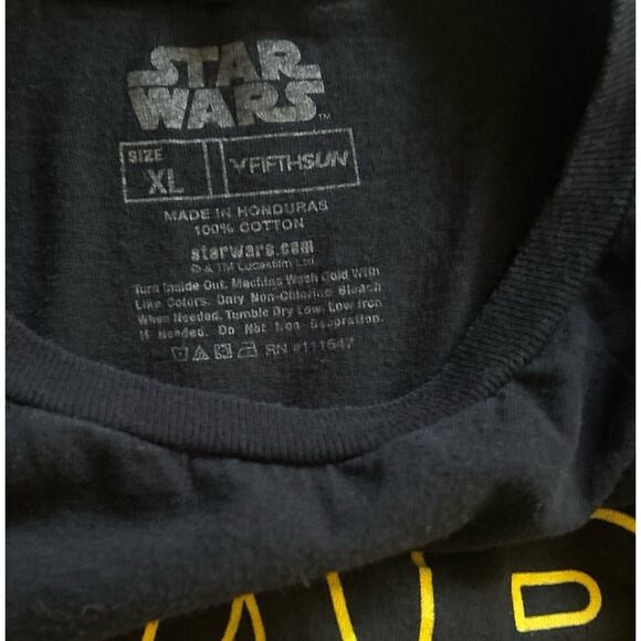 Mens Star Wars T-Shirt size XL V Fifth Sun Black Yellow White The Force Awakens - Picture 5 of 6